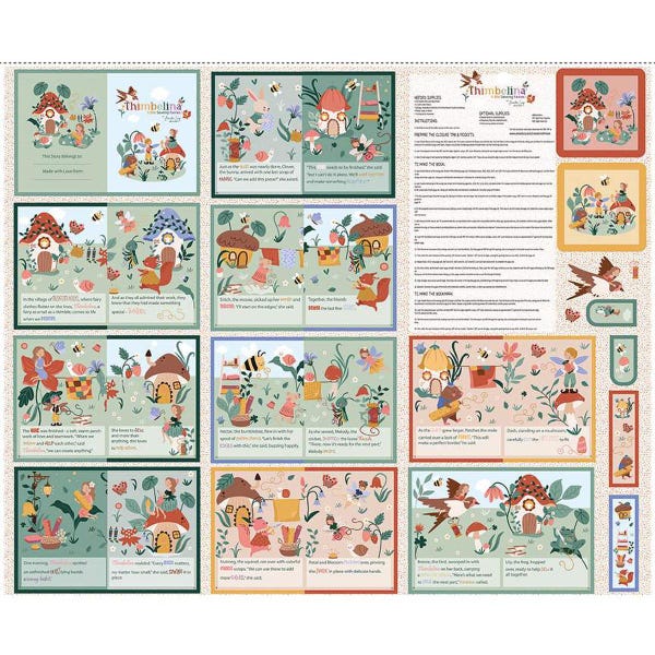 Thimbelina & the Sewing Fairies Storybook PD16867 Panel - Riley Blake Designs - DIGITALLY PRINTED - Quilting Cotton Fabric - Soft Book