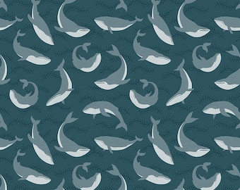 SALE Alaska Whales C16169 Coastal - Riley Blake Designs - Blue Whales Ocean Animals - Quilting Cotton Fabric
