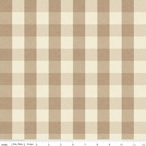 All About Plaids Buffalo Check C635 Tan by Riley Blake Designs - 1" Checks Checkered Tan Beige Cream - Quilting Cotton Fabric