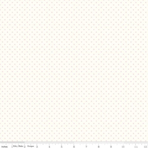 May include: White fabric with a repeating pattern of small pink dots.