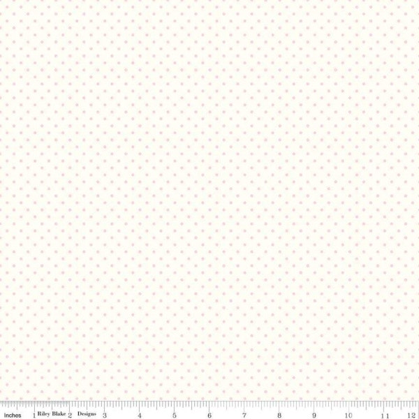 2 yard REMNANT BUNDLE Baby Pink Flat Swiss Dots on Cream C600 Le Creme - Pink Polka Dot on Cream - Riley Blake  - Quilting Cotton Fabric