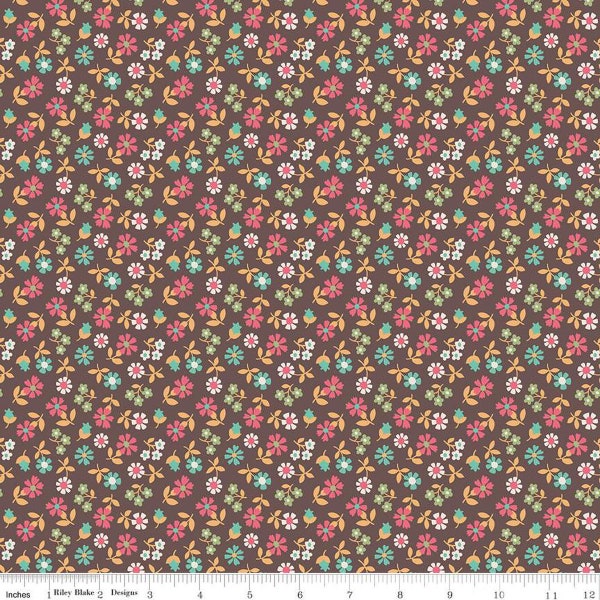 SALE Mercantile Remembrance C14394 Espresso by Riley Blake Designs - Lori Holt - Floral Flowers - Quilting Cotton Fabric