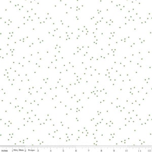 SALE Blossom on White Clover by Riley Blake Designs - Green on White - Quilting Cotton Fabric