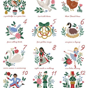A Pear-fect Christmas Twelve Days of Christmas Panel P14978 - Riley Blake Designs - Scenes Text - Quilting Cotton Fabric