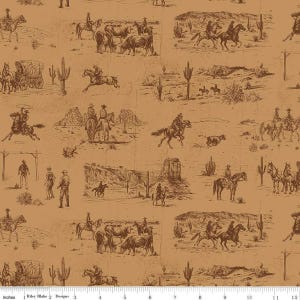 SALE John Wayne American West Main C16620 Tan - Riley Blake Designs - Outdoors - Quilting Cotton Fabric - Licensed Product