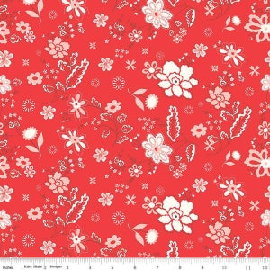 I Love Us Main C13960 Red by Riley Blake Designs - Valentine&#39;s Day Valentines Floral Flowers - Quilting Cotton Fabric