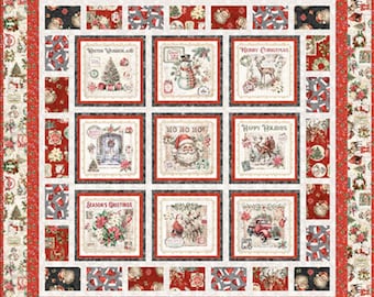 Holly Jolly Quilt Kit - QT Fabrics - Pattern Fabric - Chrismas Santa Holiday - Quilting Cotton Fabric