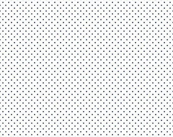 SALE Navy Flat Swiss Dots on White - Riley Blake Designs - Blue Polka Dot - Quilting Cotton Fabric