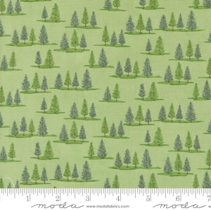 On Lake Time Trees 56125 Spring - Moda Fabrics - Tree Plants Nature Evergreen Landscape - Quilting Cotton Fabric