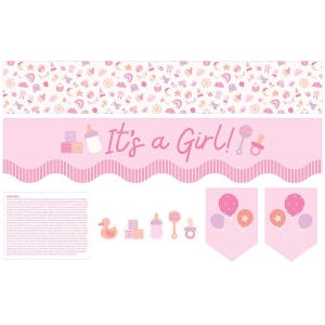 SALE Mantel Runner of the Month & More Home Decor LARGE Panel HD15526 It&#39;s a Girl - Riley Blake Designs - Baby - Quilting Cotton Fabric