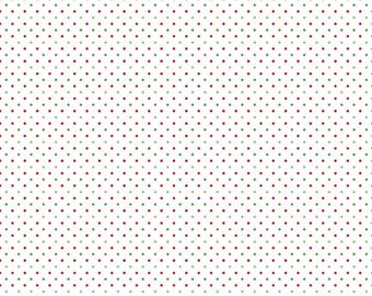 SALE Christmas Flat Swiss Dots on White - Riley Blake Designs - Red and Green Polka Dot - Quilting Cotton Fabric