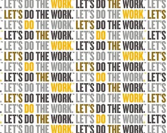 Caterpillar® 100 Years Slogan White Construction Fabric C16722 - Riley Blake Quilting Cotton Fabric - Licensed Product