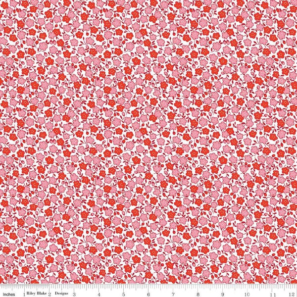 Storytime 30s Floral C13865 Red by Riley Blake Designs - Flowers - Quilting Cotton Fabric