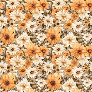 Queen Bee Packed Floral 30487 Tan A - by QT Fabrics - Floral Flowers - Quilting Cotton Fabric