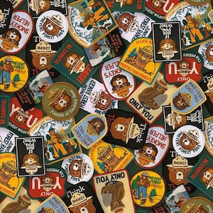 Friends of Smokey Bear Patches CD16506 Multi - Riley Blake Designs - Badges Patch Symbols - Quilting Cotton Fabric - Licensed Product