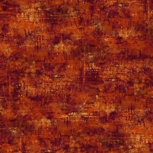 May include: Abstract digital art print with a textured, layered, and distressed look. The colors are a mix of deep red, orange, and gold.