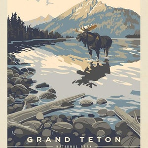 SALE National Parks Poster Panel Grand Teton PD13296 by Riley Blake Designs - DIGITALLY PRINTED Wyoming - Quilting Cotton Fabric