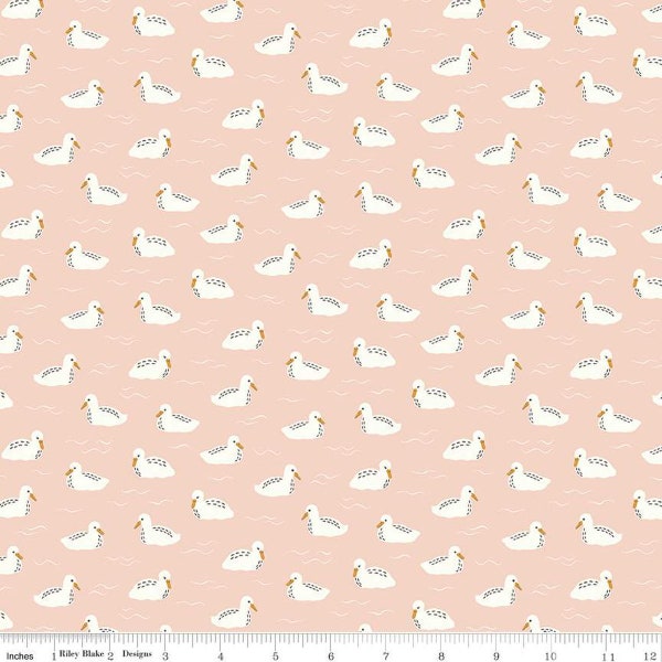 CLEARANCE Little Swan Baby Swans C13746 Blush by Riley Blake  - Bird Birds Ripples - Quilting Cotton