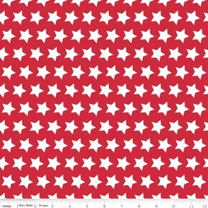 30&quot; End of Bolt - Red Stars Basic by Riley Blake Designs - Red and White Patriotic - Quilting Cotton Fabric