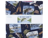 SALE At the Lake Layer Cake 10 quot Stacker Bundle - Riley Blake Designs - 42 piece Precut Pre cut - Fish Fishing - Quilting Cotton Fabric
