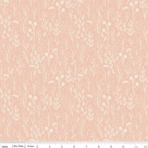 Blush &#39;n Butterscotch Outlines C15592 Blush by Riley Blake Designs - Flowers Leaves Floral - Quilting Cotton Fabric