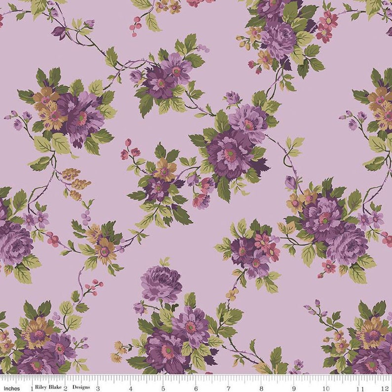 SALE Anne of Green Gables Main C13850 Lavender Riley Blake Designs Floral Flowers Quilting Cotton Fabric image 1