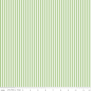 SALE Green and White 1/8 Eighth Inch Stripe - Riley Blake Designs - Quilting Cotton Fabric