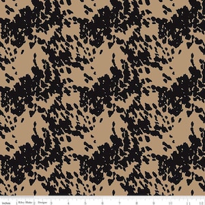May include: A seamless pattern featuring a black and tan abstract design. The pattern resembles animal print with irregular shapes and spots.