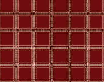 Plaid-Venture Club Hunter C17041 Mahogany - Riley Blake Designs - Lines Squares Geometric Rope - Quilting Cotton Fabric