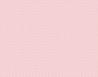SALE White on Baby Pink Flat Swiss Dots by Riley Blake Designs - Polka Dot - Quilting Cotton Fabric