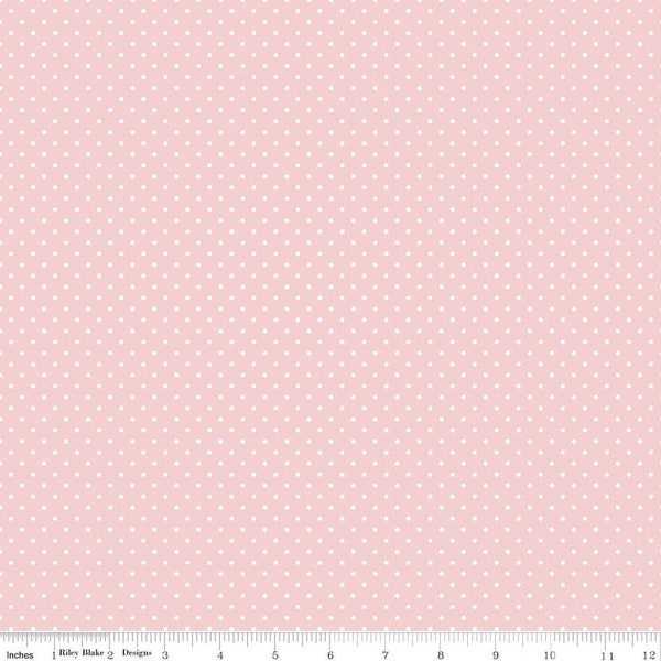 SALE White on Baby Pink Flat Swiss Dots by Riley Blake Designs - Polka Dot - Quilting Cotton Fabric