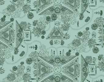 Mansfield Park Landscape C15205 Mint - Riley Blake Designs - Jane Austen Blueprint Map - Quilting Cotton Fabric - Licensed Product