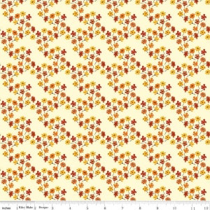 SALE Fall&#39;s in Town Floral C13515 Cream by Riley Blake Designs - Thanksgiving Autumn Flowers - Quilting Cotton Fabric