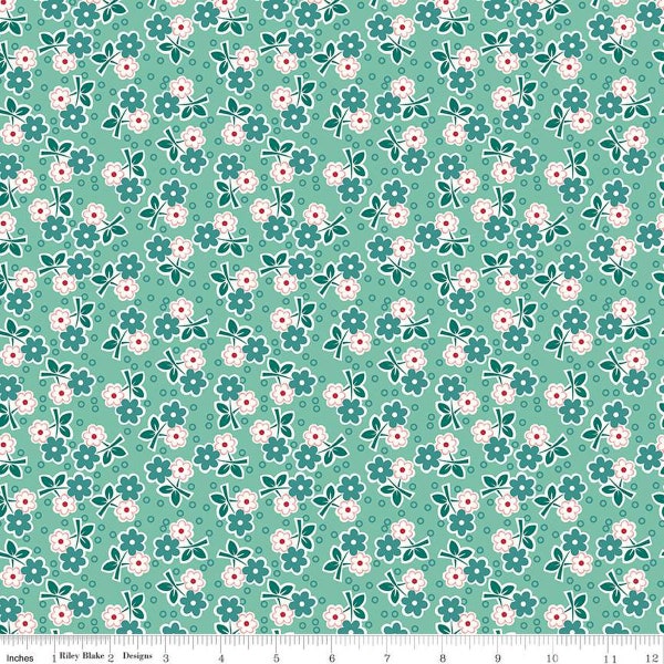 SALE Bee Vintage Alice C13081 Sea Glass by Riley Blake Designs - Floral Flowers - Lori Holt - Quilting Cotton Fabric