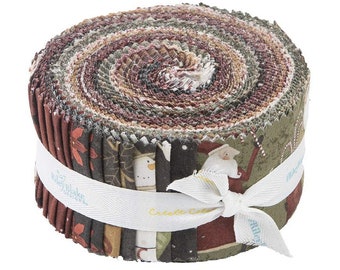 Kringle 2.5 Inch Rolie Polie Jelly Roll 40 pieces - Riley Blake Designs - Precut Pre cut Bundle - Christmas Folk Art - Cotton Fabric