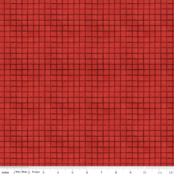 SALE White as Snow Windowpane Plaid C13565 Red - Riley Blake Designs - Christmas 1/2" Irregular Grid - Quilting Cotton Fabric