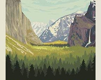 National Parks Poster Panel Outdoors Recreation Yosemite Fabric Panel - P8789 - Riley Blake Quilting Cotton Fabric