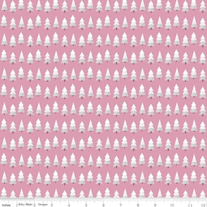 SALE Holly Holiday Trees C10883 Rose - Riley Blake Designs - Christmas Pines Pine Trees Pink White - Quilting Cotton Fabric
