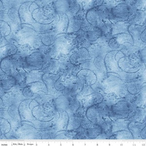 SALE Painter&#39;s Watercolor Swirl C680 Sky Blue - Riley Blake Designs - Blue Tone-on-Tone - Quilting Cotton Fabric