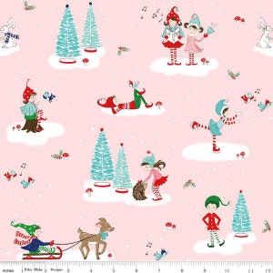 Pink Christmas Tree Fabric, Fabric by the Yard, Hey Cute, Christmas Fabric,  Quilting Cotton, Broadcloth, Jersey, Bamboo, Knit Fabric