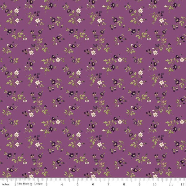 SALE Anne of Green Gables Stems C13854 Orchid - Riley Blake Designs - Floral Flowers Leaves - Quilting Cotton Fabric
