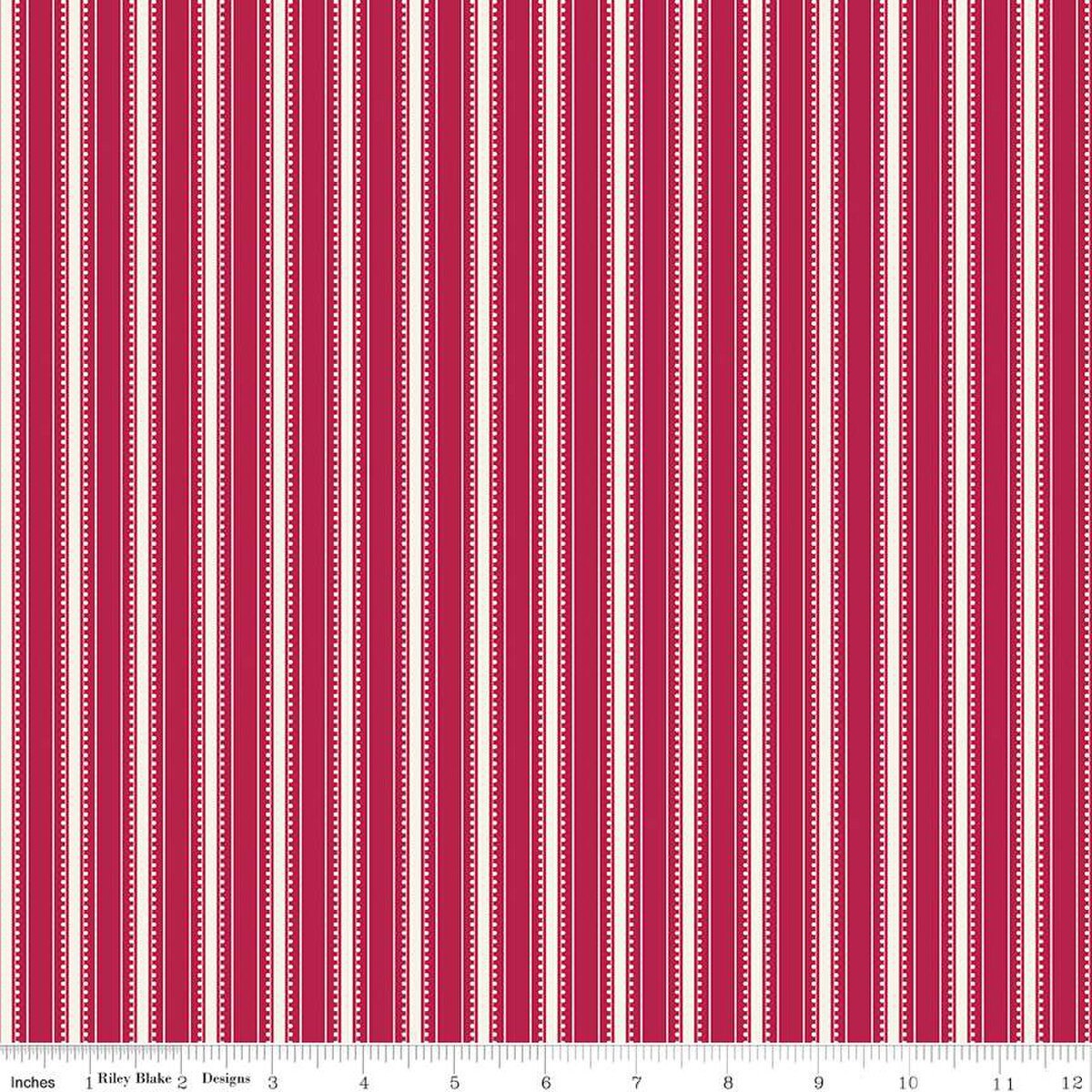 Heirloom Red Stripe C14348 Berry by Riley Blake Designs - Ticking Stripes Striped - Quilting Cotton Fabric