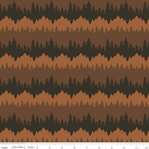 May include: A seamless pattern featuring a repeating design of brown and dark brown stylized pine trees in a chevron pattern. The trees are arranged in rows, creating a woodland or forest theme.
