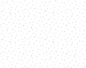 SALE Dapple Dot on White C645 Rainbow by Riley Blake Designs - Scattered Pin Dots Dotted - Quilting Cotton Fabric