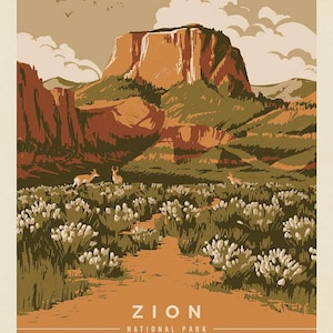 SALE National Parks Spring Zion Poster Panel PD15094 by Riley Blake - DIGITALLY Printed Utah - Quilting Cotton Fabric