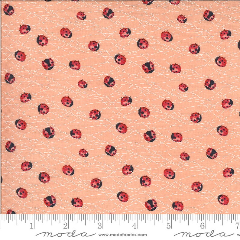 Solana Ladybug 48684 Peach Ladybugs Bugs Orange Moda Fabrics Quilting Cotton Fabric