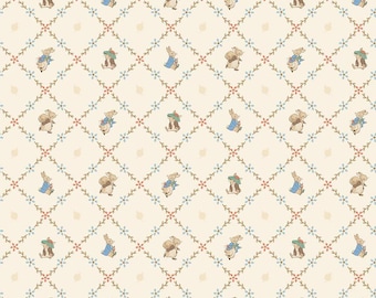 SALE Peter Rabbit™ & Benjamin Bunny™ Lattice Cream C17254 - Riley Blake Quilting Cotton Fabric - Licensed Product
