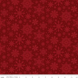 SALE Poinsettias at Christmas Snowflakes Red Snowflake Fabric - C17635 - Riley Blake Quilting Cotton Fabric