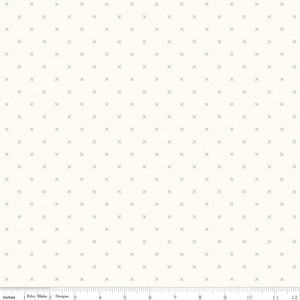 SALE Bee Cross Stitch on Cloud C747 Alpine - Riley Blake Designs -  Green Xs on Off-White Geometric - Lori Holt - Quilting Cotton Fabric
