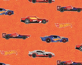 Hot Wheels Main Orange - Riley Blake Designs - Die-Cast Toy Cars Orange Tone-on-Tone Background - Quilting Cotton Fabric -  LIcensed Product